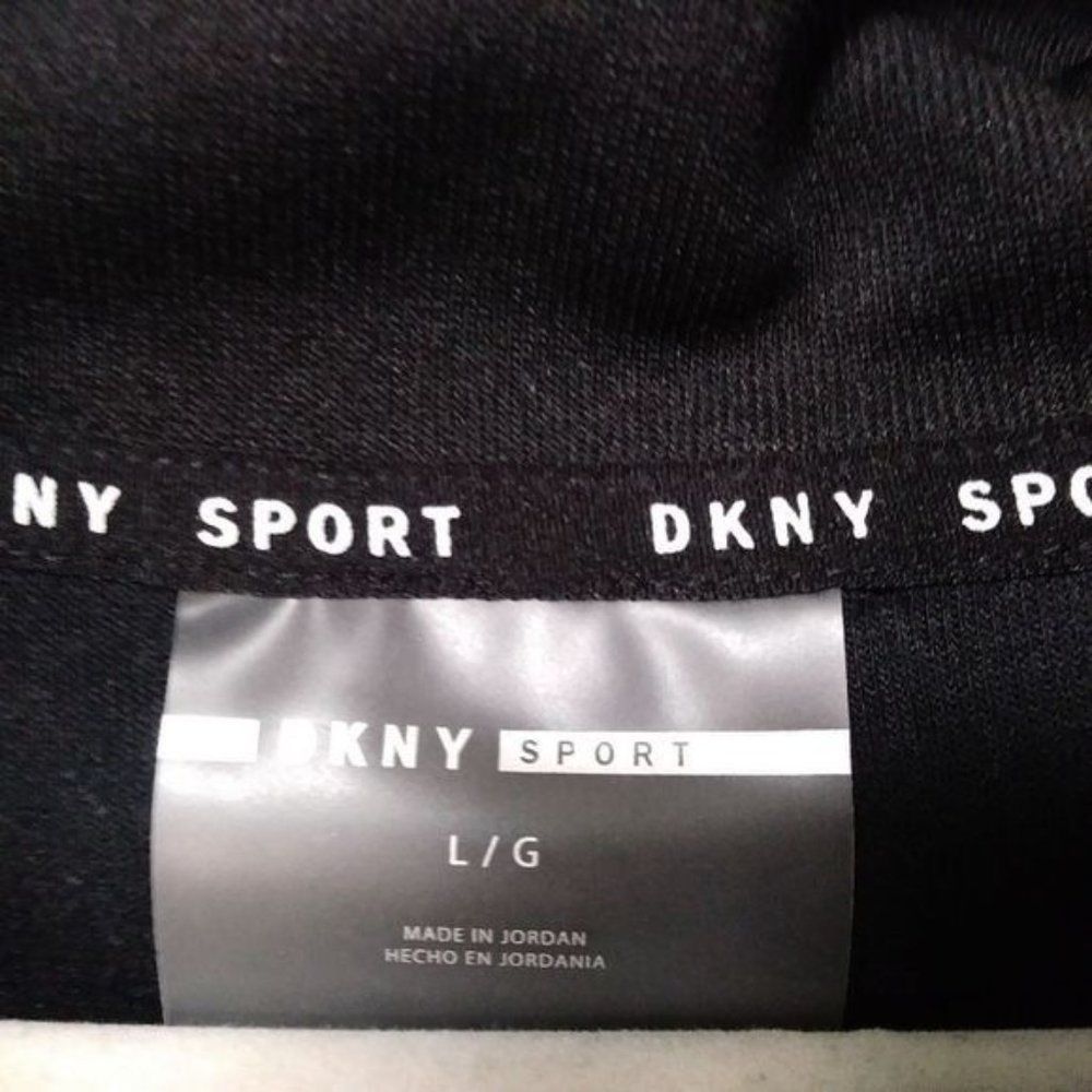 DKNY Black and White Women's Front Kangaroo Pocket Colorblock Sweatshirt Size L - Picture 5 of 10